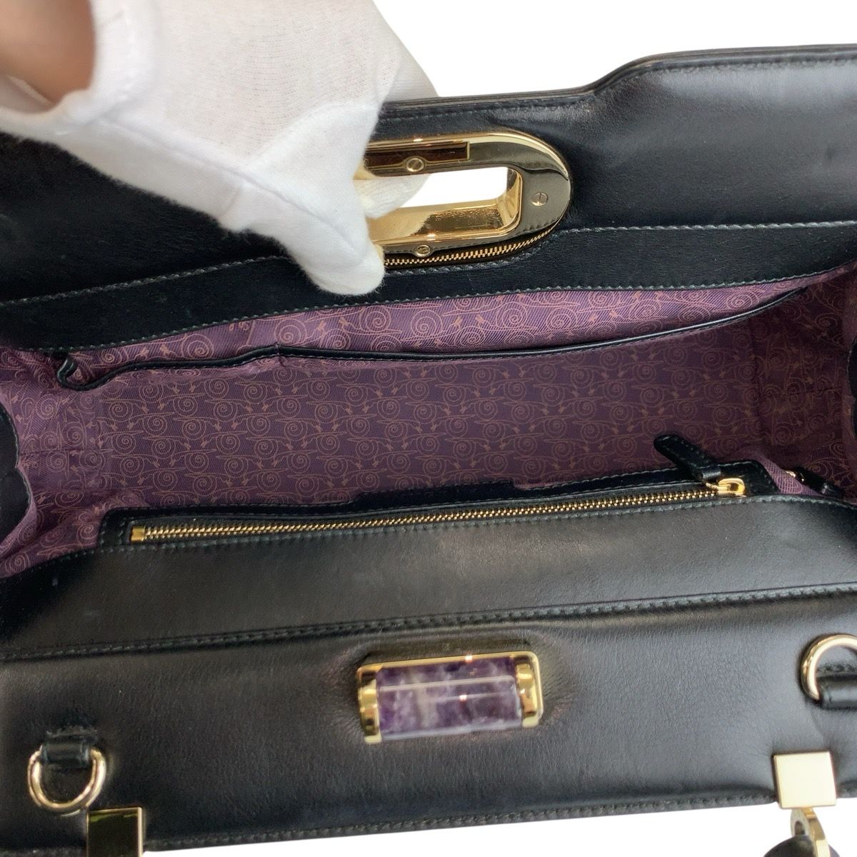 美品 BVLGARI ブルガリ イザベラ ロッセリーニ ブラック ゴールド金具