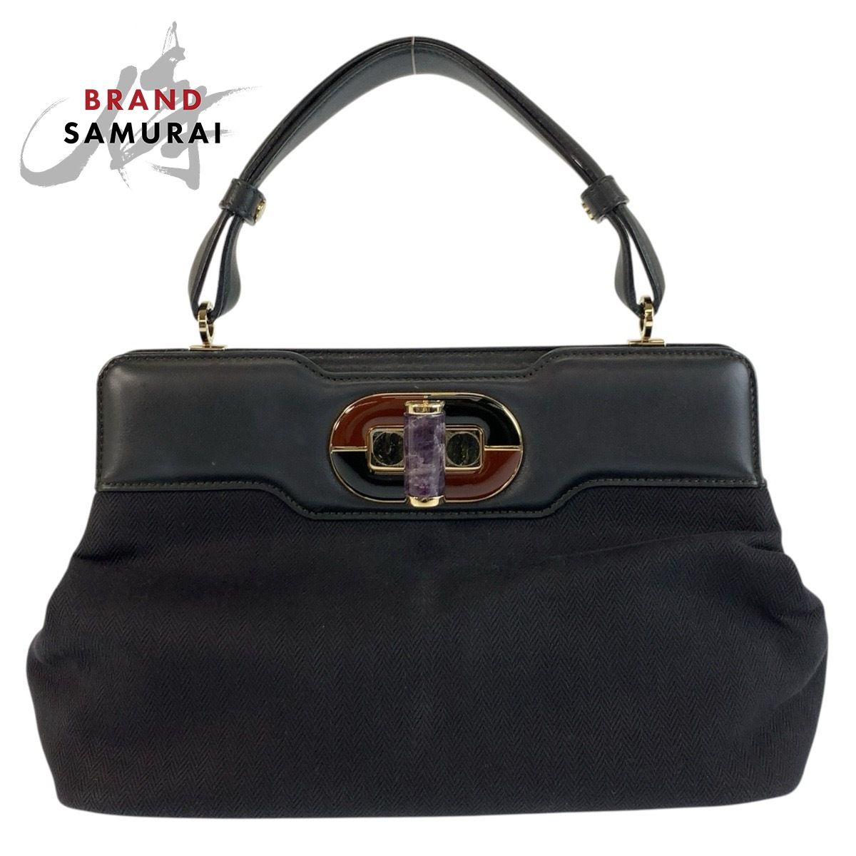 美品 BVLGARI ブルガリ イザベラ ロッセリーニ ブラック ゴールド金具