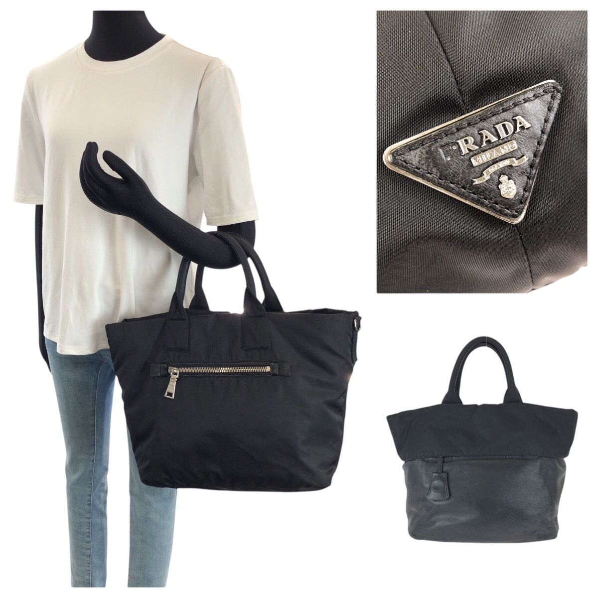 PRADA プラダ テスートダブル 三角ロゴプレート 2way リバーシブル