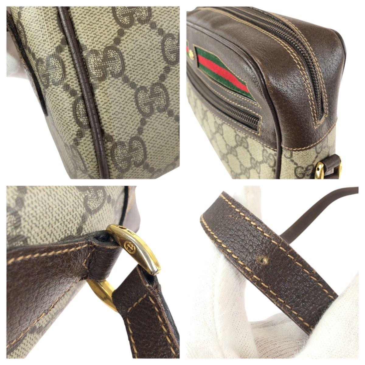 美品 GUCCI グッチ シェリーライン ベージュ シルバー金具 美品 GUCCI グッチ ヴィンテージ オールドグッチ シェリーライン