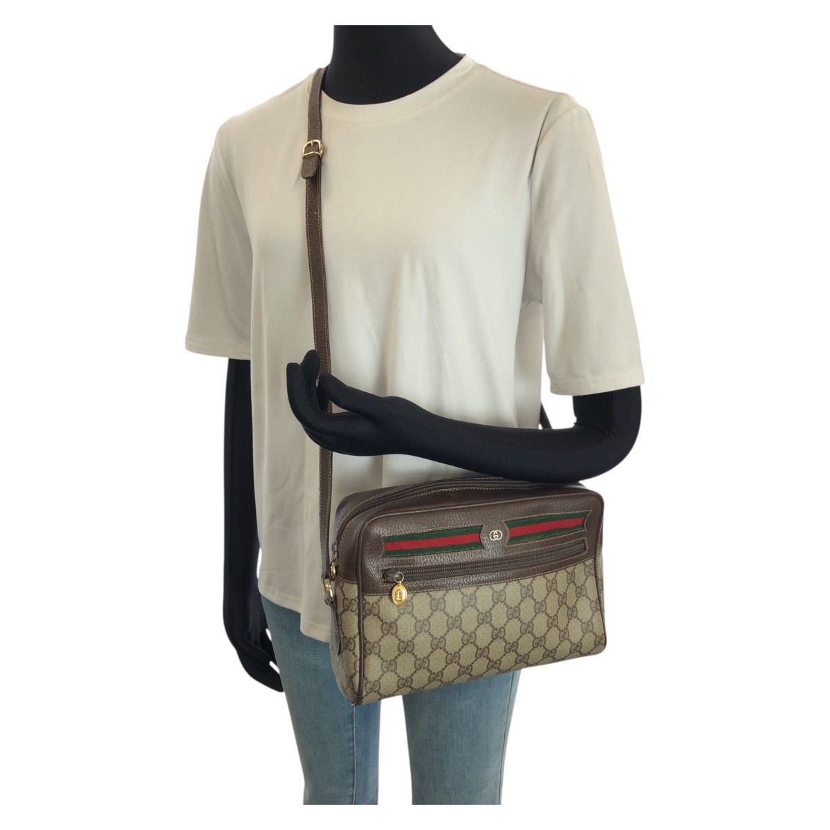美品 GUCCI グッチ シェリーライン ベージュ シルバー金具 美品 GUCCI グッチ ヴィンテージ オールドグッチ シェリーライン
