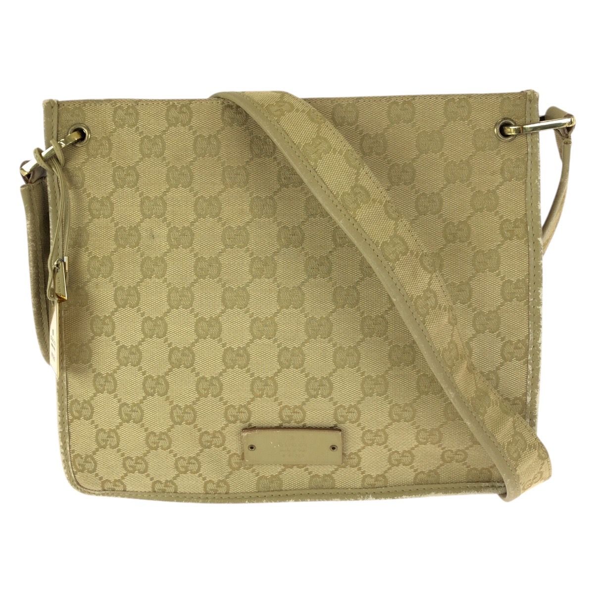 GUCCI グッチ ベージュ ゴールド金具 GGキャンバス/レザー 91762