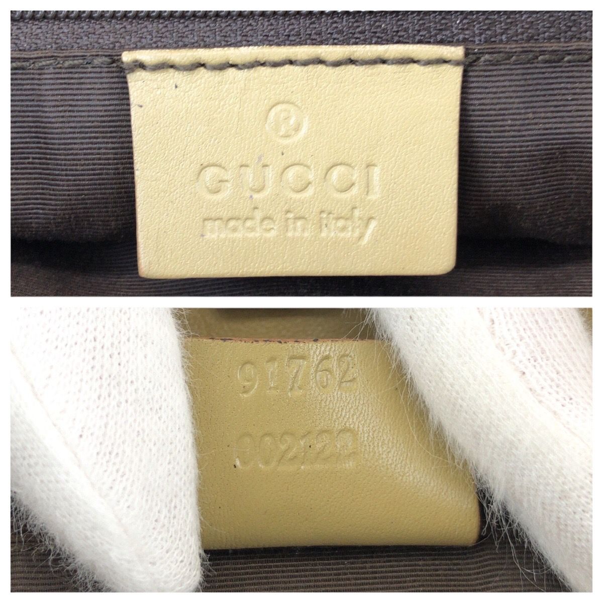 GUCCI グッチ ベージュ ゴールド金具 GGキャンバス/レザー 91762