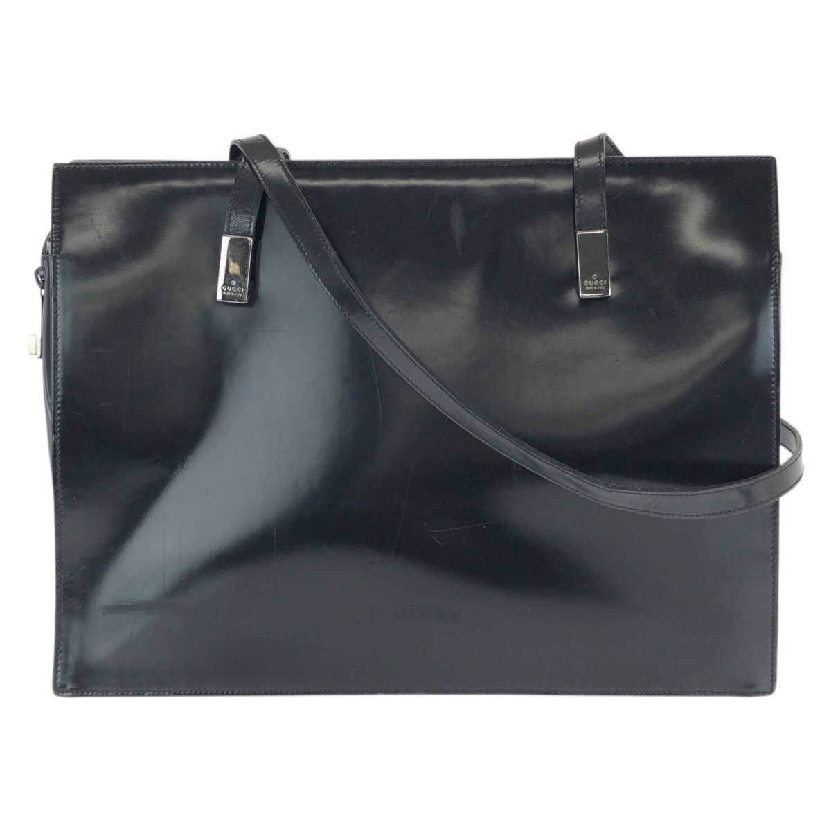GUCCI グッチ ブラック 黒 シルバー金具 エナメル 001 3264 ショルダー