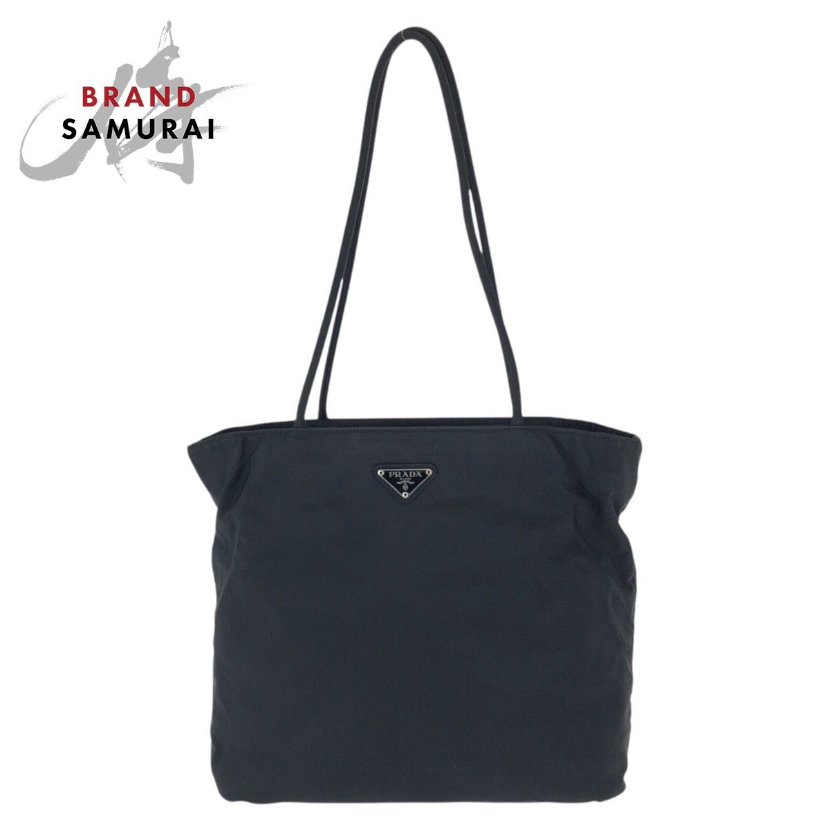 美品 PRADA プラダ テスート 三角ロゴプレート ブラック 黒 シルバー