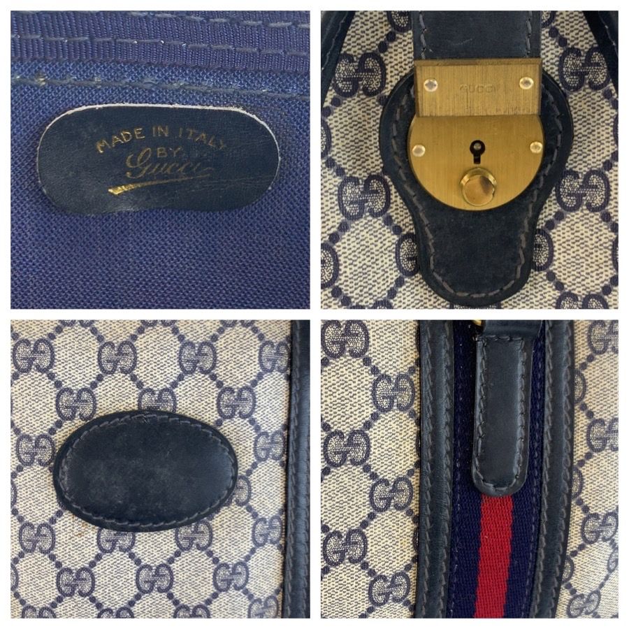 GUCCI グッチ ヴィンテージ シェリーライン ネイビー グレー GG