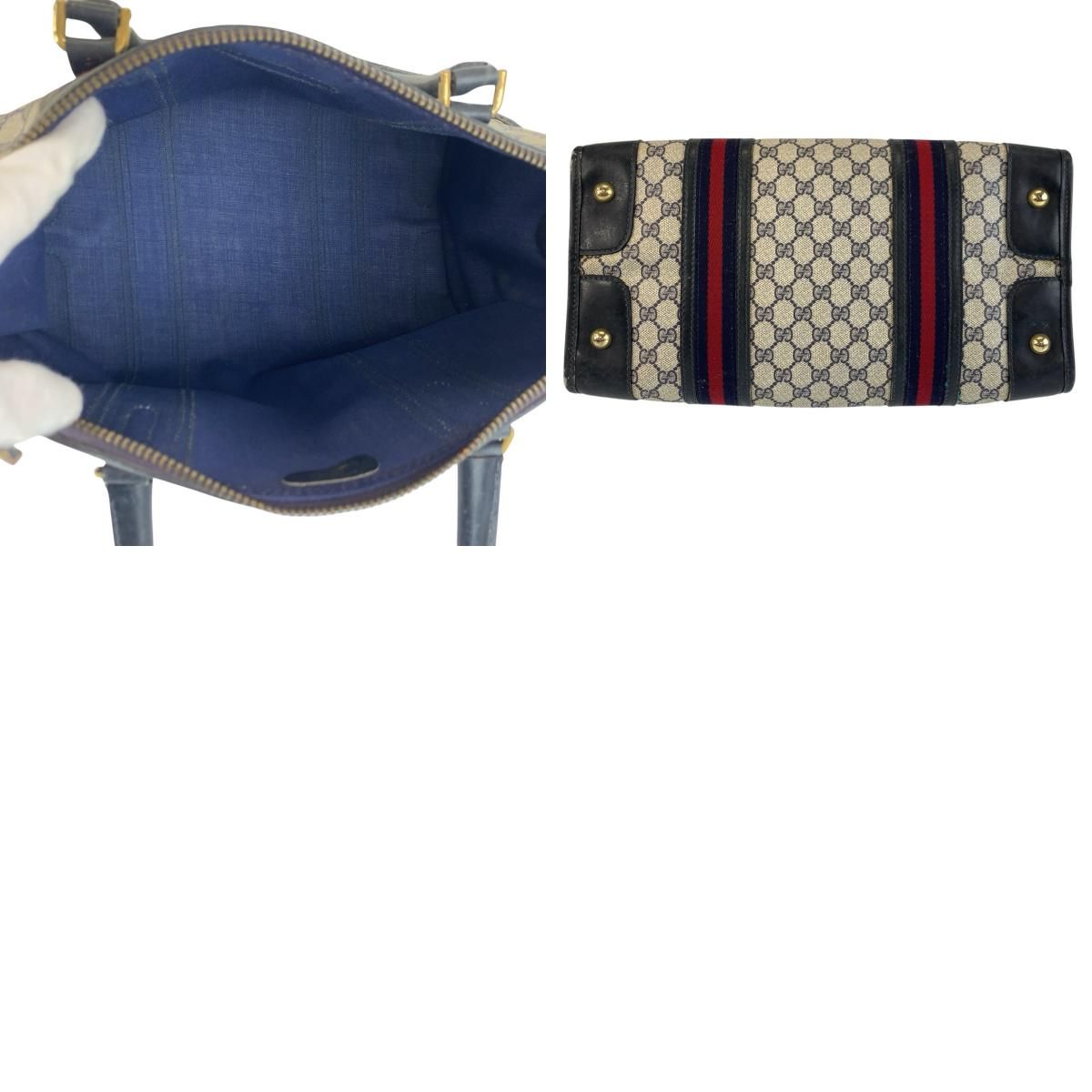 GUCCI グッチ ヴィンテージ シェリーライン ネイビー グレー GG