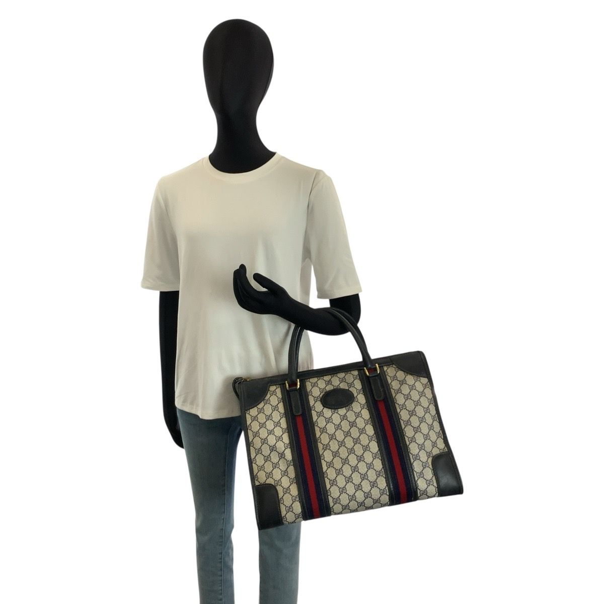 GUCCI グッチ ヴィンテージ シェリーライン ネイビー グレー GG