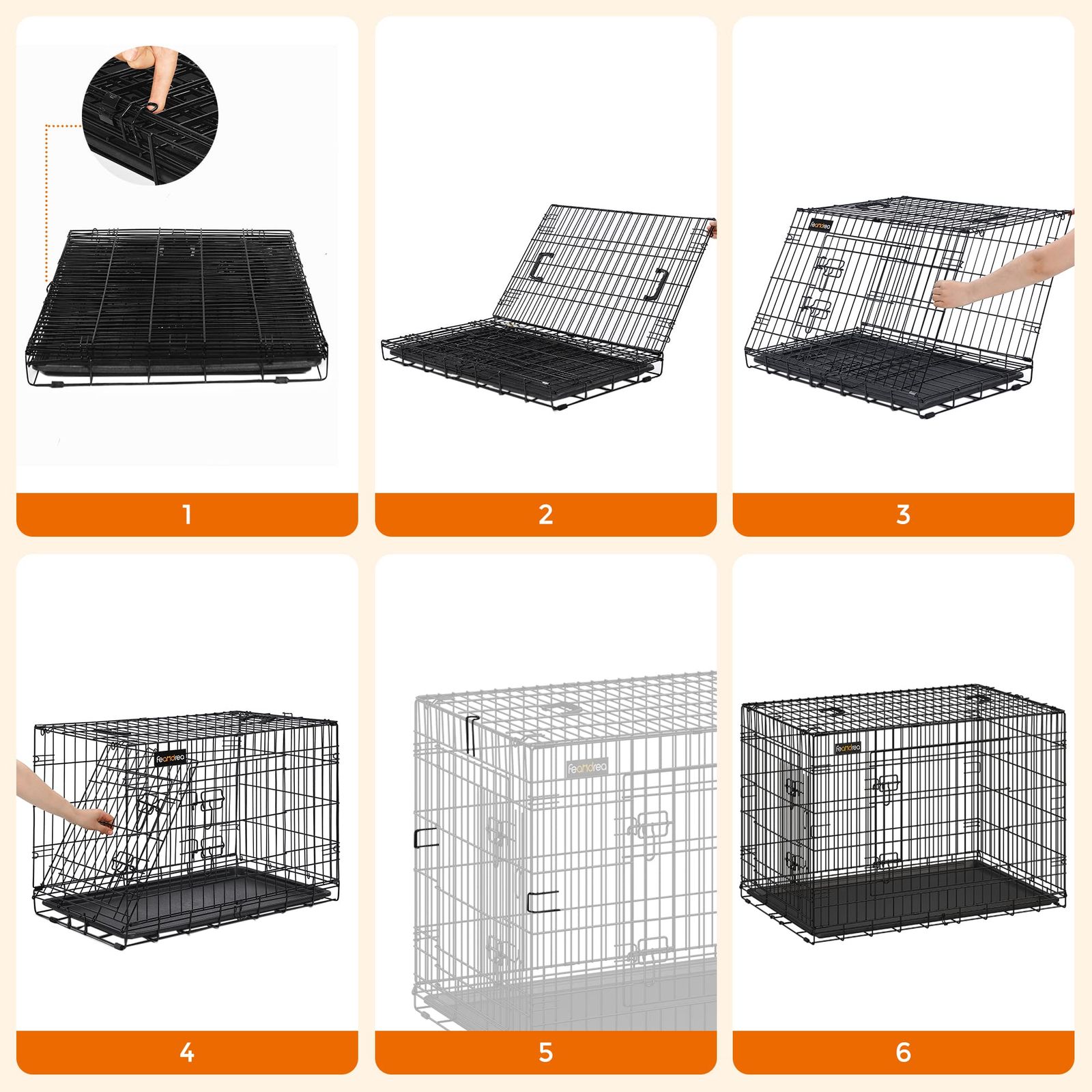 FEANDREA ペットケージ 107x70x77.5cm 室内外兼用 犬 猫 トレー付き