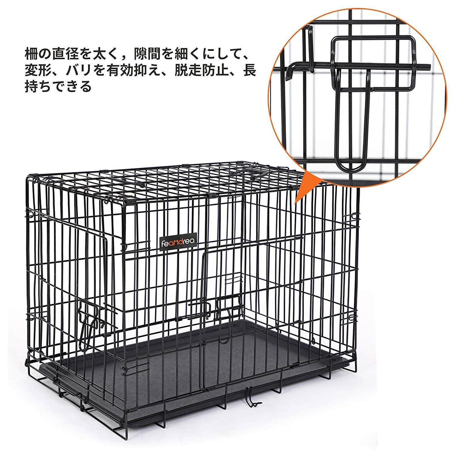 FEANDREA ペットケージ 107x70x77.5cm 室内外兼用 犬 猫 トレー付き