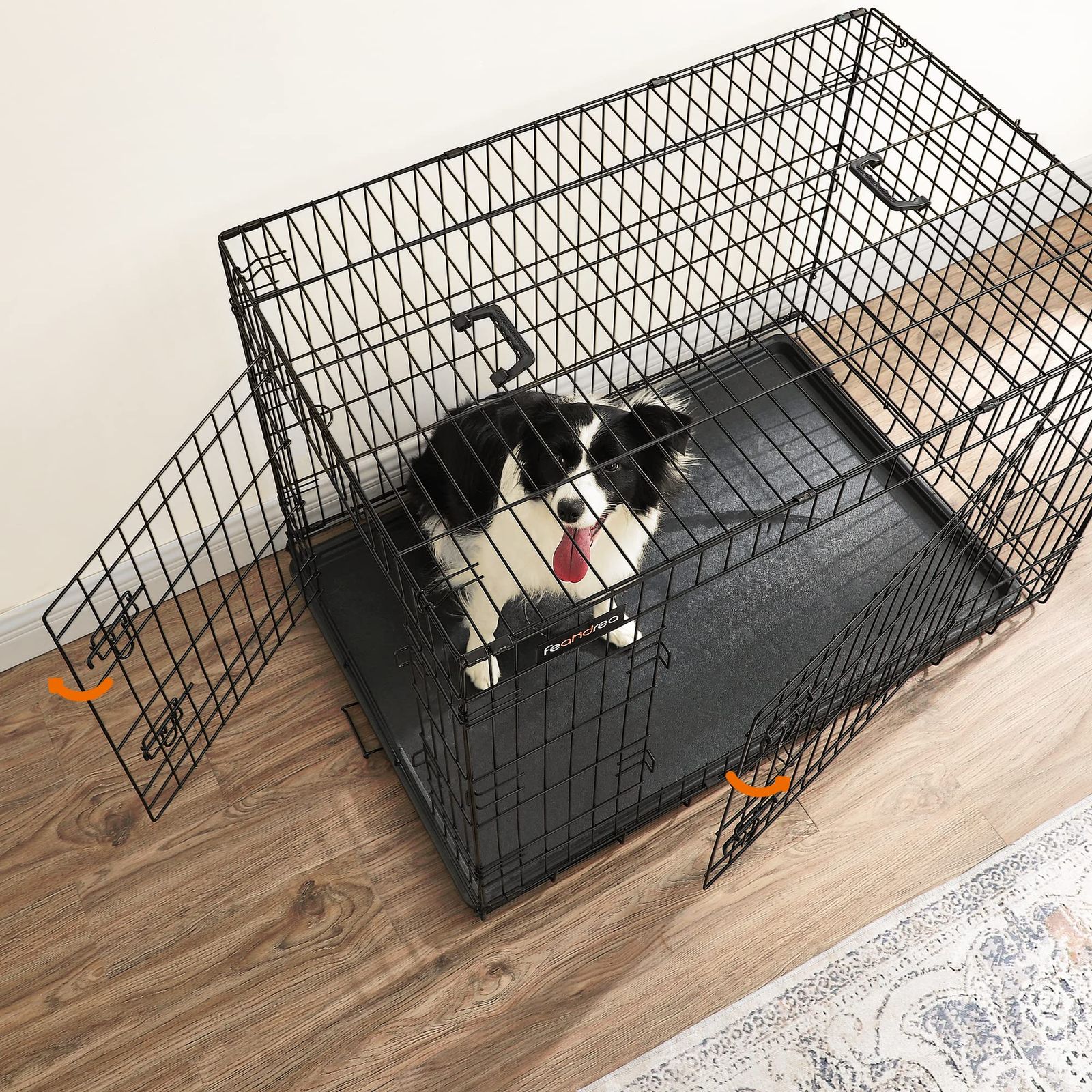 FEANDREA ペットケージ 107x70x77.5cm 室内外兼用 犬 猫 トレー付き
