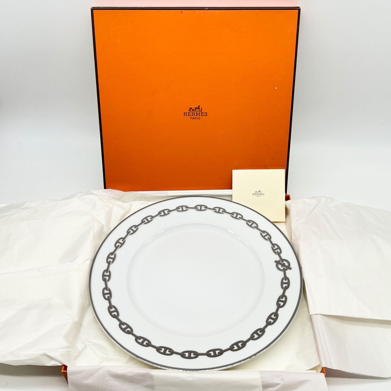 HERMES エルメス シェーヌダンクル プラチナ 27cm ディナープレート 皿