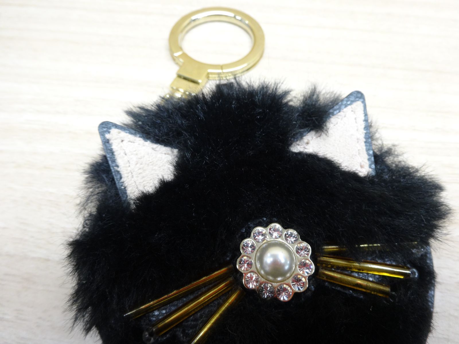 Kate Spade new york ケイトスペード レザー ファー キャット 猫