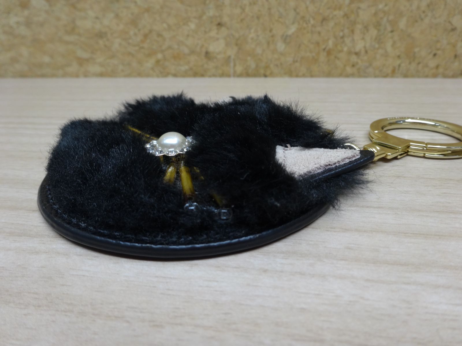 Kate Spade new york ケイトスペード レザー ファー キャット 猫