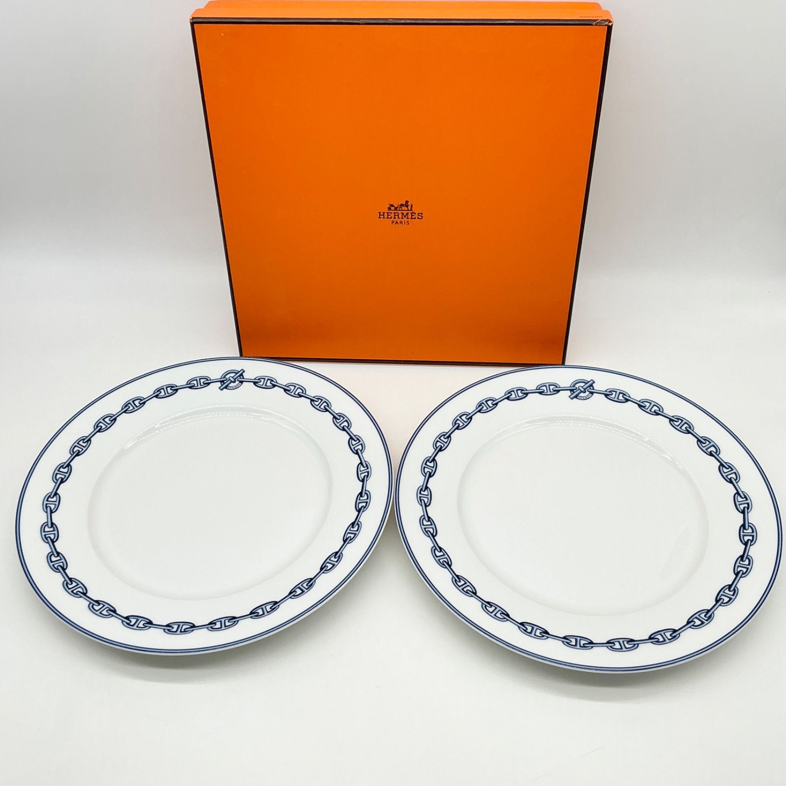 HERMES エルメス シェーヌダンクル 27cm ディナープレート 2枚 皿 食器