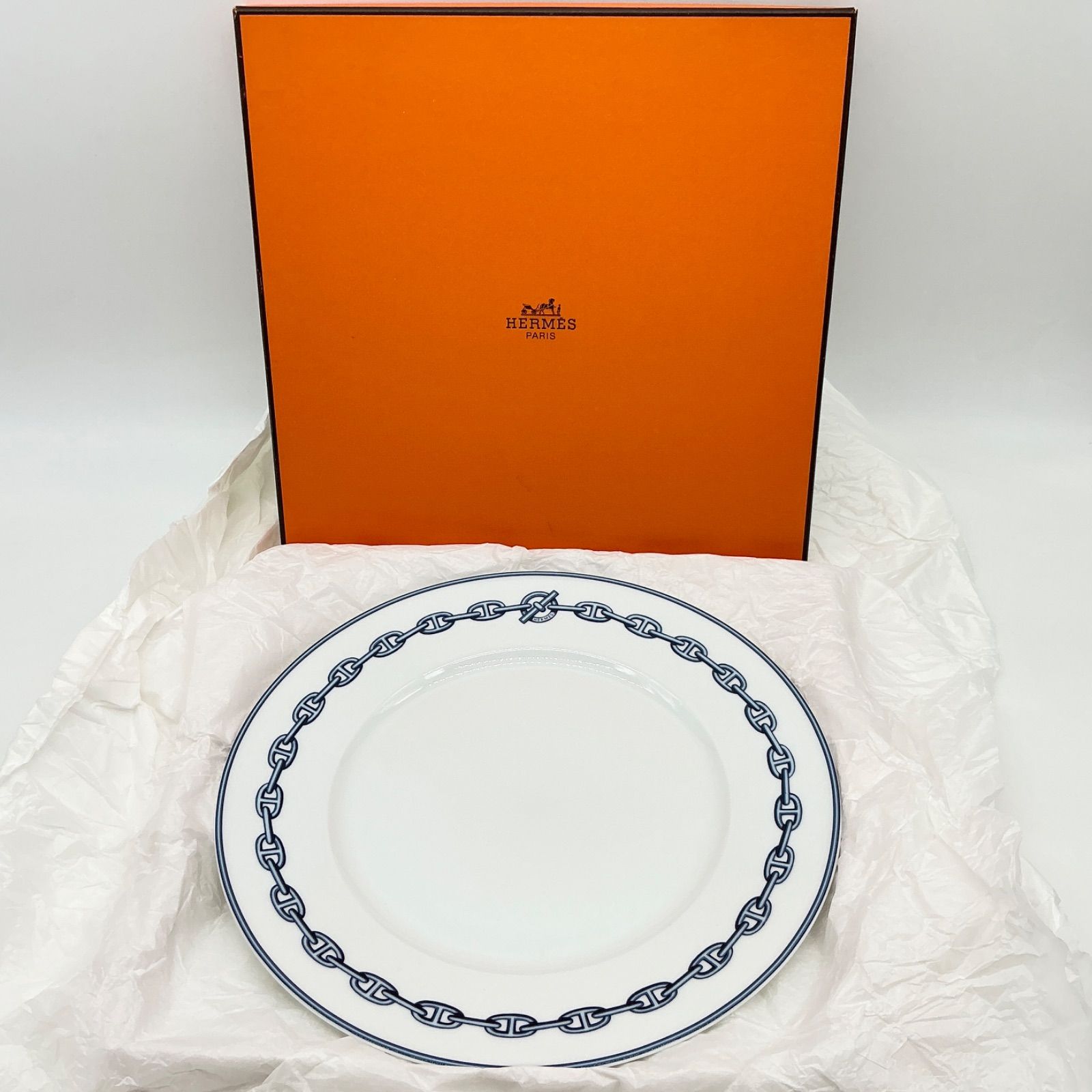 HERMES エルメス シェーヌダンクル 27cm ディナープレート 皿 食器 青