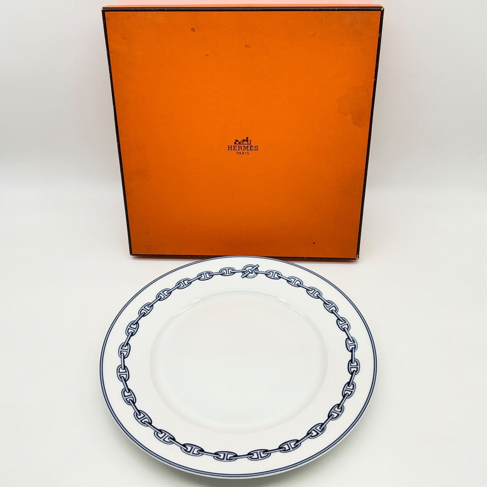 HERMES エルメス シェーヌダンクル 27cm ディナープレート 皿 食器 青
