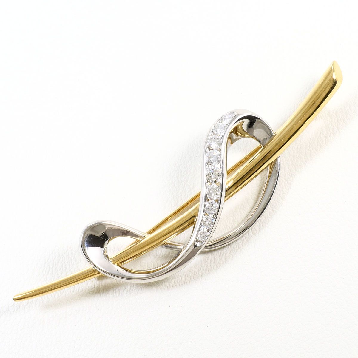 PT900/プラチナ K18YG ブローチ ダイヤモンド 0.53ct 鑑別書 総重量約