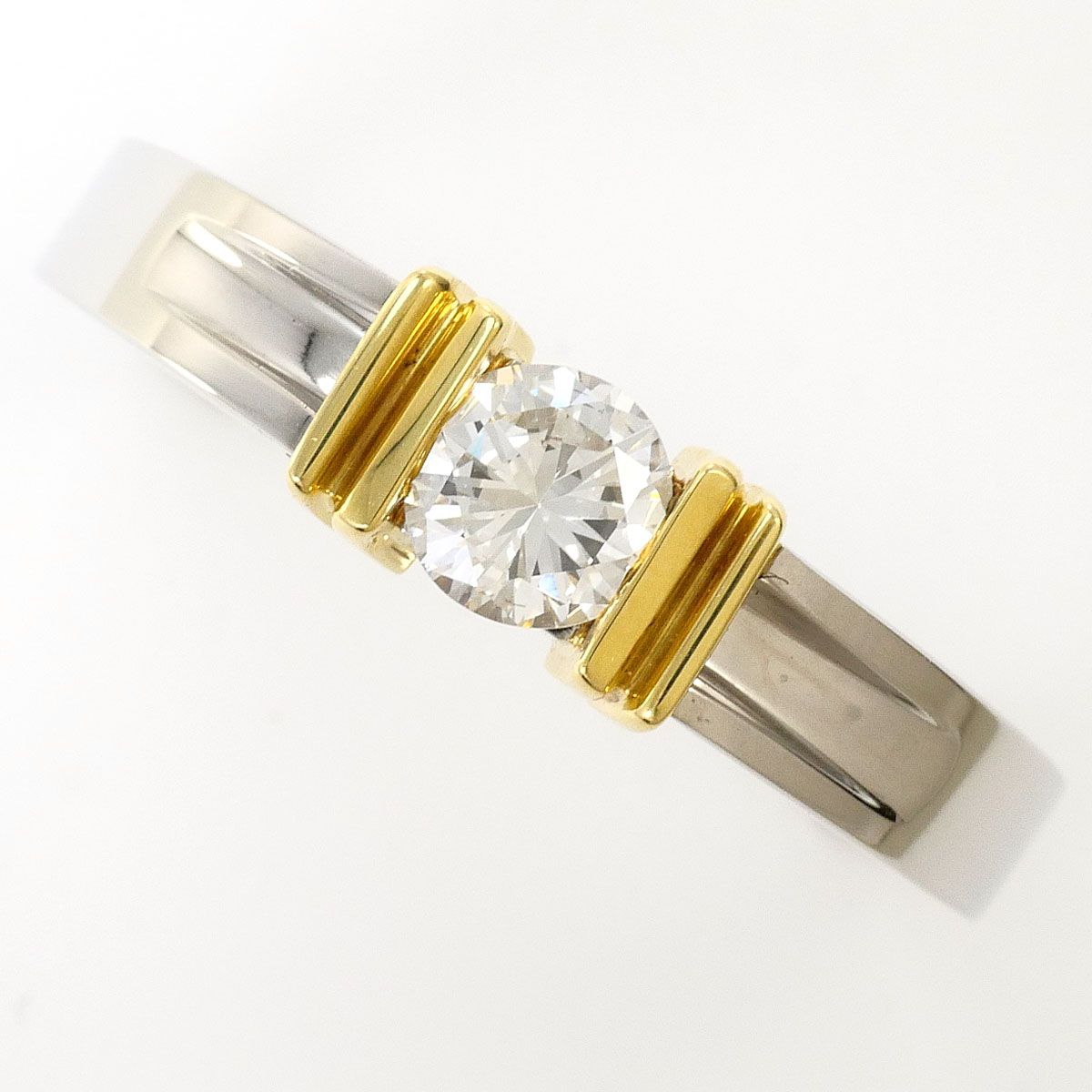 PT900/プラチナ K18YG リング・指輪 11号 ダイヤモンド 0.30ct 鑑別書