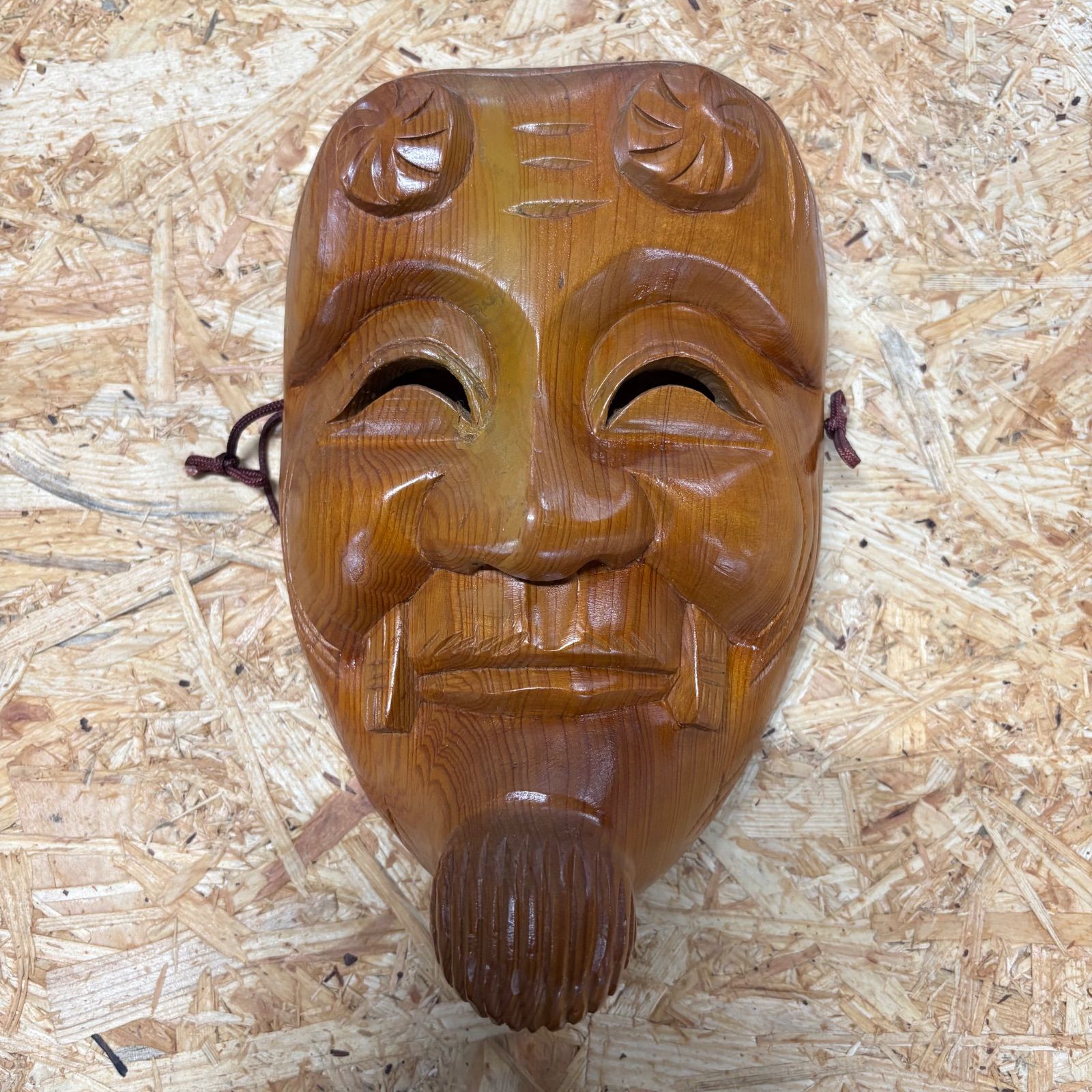 美品】翁面 能面 翁 木彫り 飾り面 壁掛け 魔除け 伝統工芸 お面