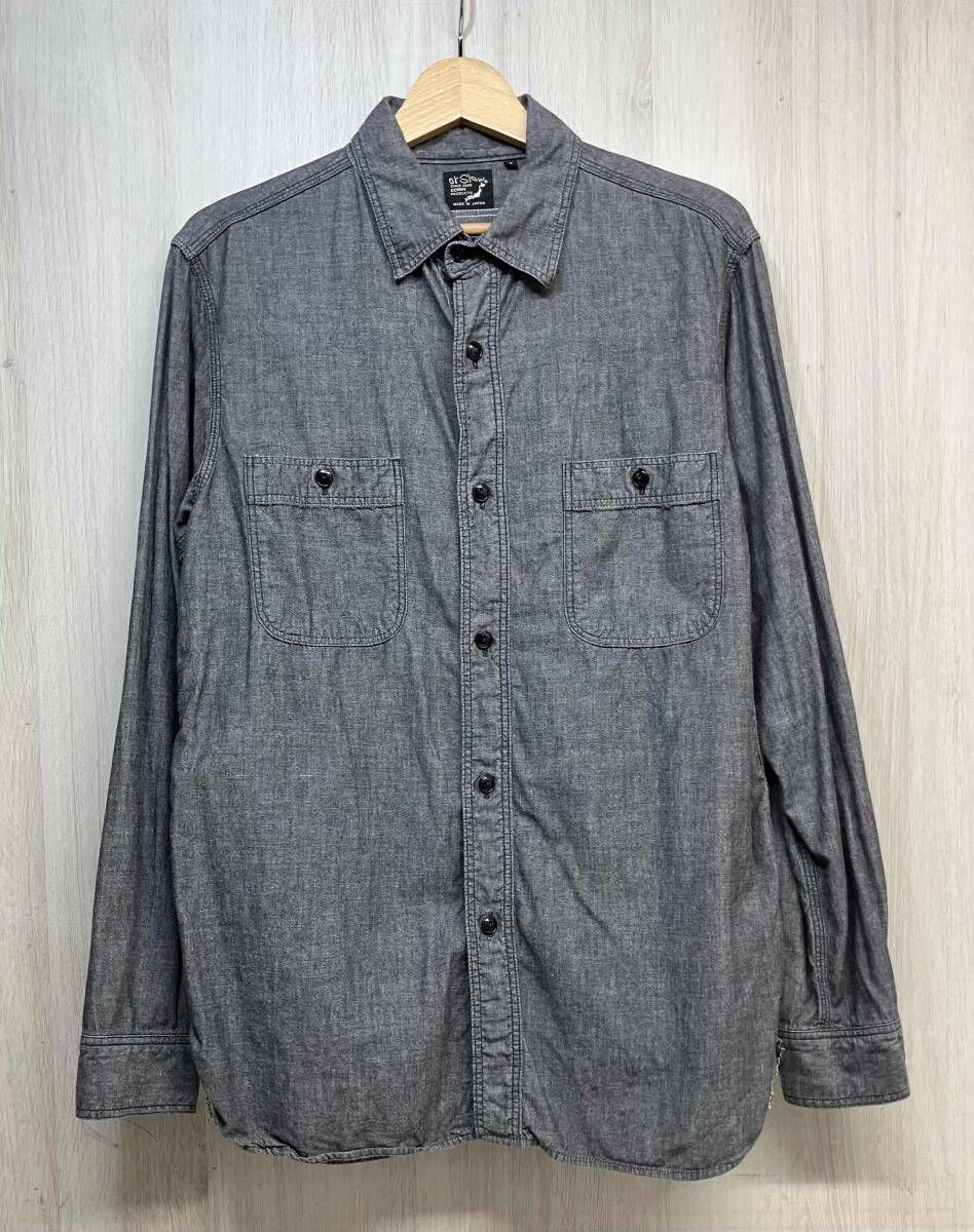 or slow BLACK CHAMBRAY WORK SHIRT オアスロウ ブラック シャンブレー ワーク シャツ 長袖 アメカジ コットン メンズ 3 日本製