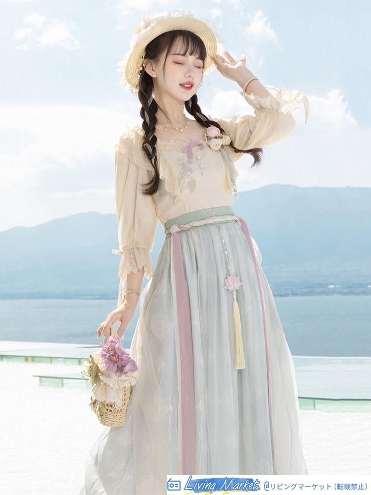 豪華刺繍 漢服 かんふく 古風衣装 レトロ風 中華ロリータ コスプレ ワンピース　唐装　仙女服 中華風 美しい刺繍 撮影会 舞台演出 推し活 ハロウィン 仮装 CS72P149