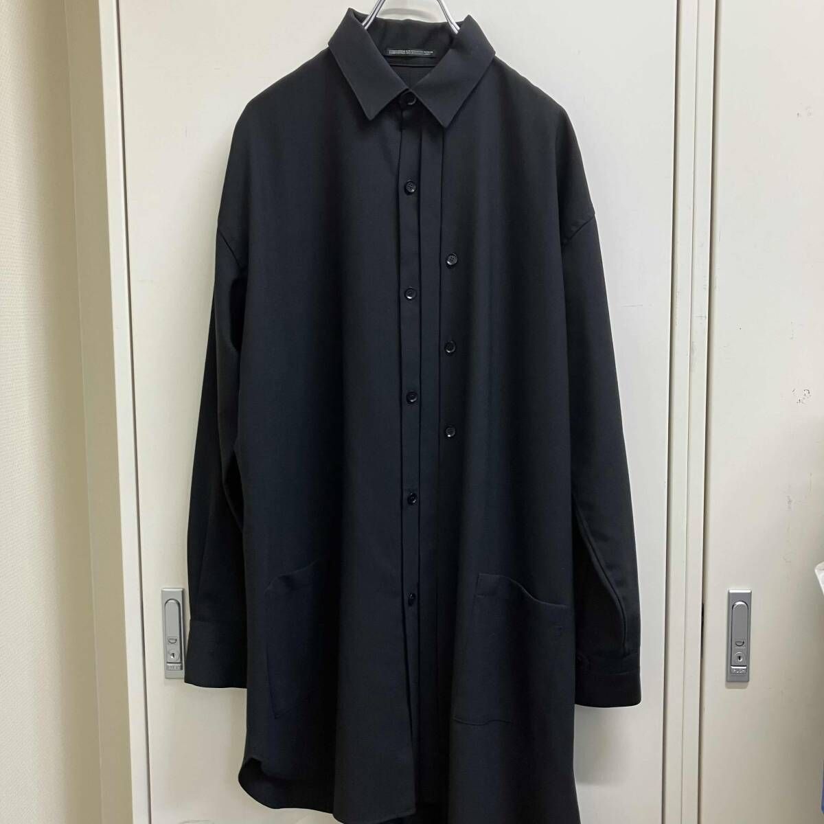 25SS YOHJI YAMAMOTO FEMME long shirt 長袖•ブラウス WOOL PLEATED BLOUSE Size1 FP-B32-104 ブラック ヨウジヤマモトファム