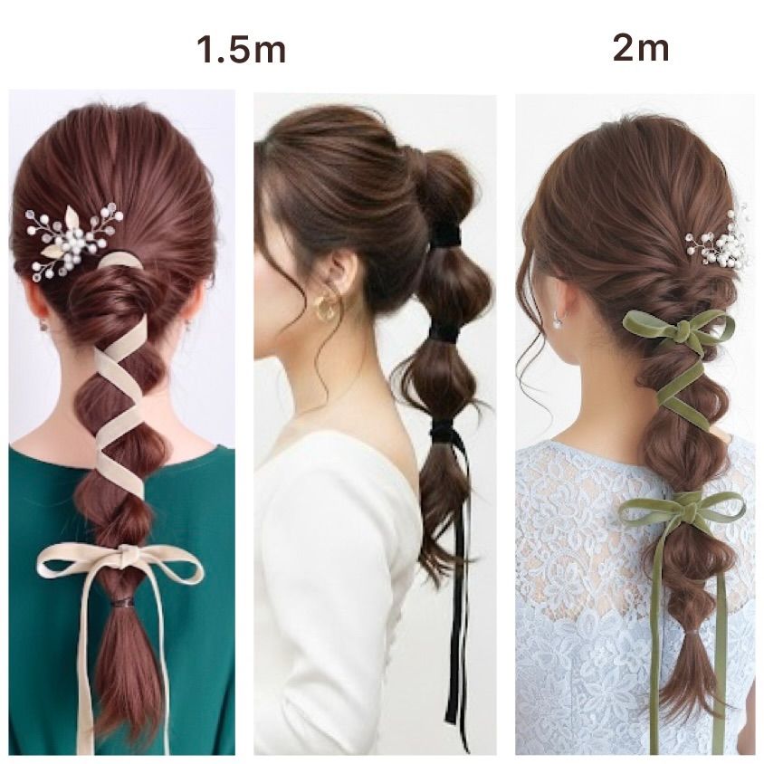morphose　ピンタックJSK　ペールグリーン　ヘアリボン付 選べる ベロアリボン75cm～ フック金具付き ベルベットリボン
