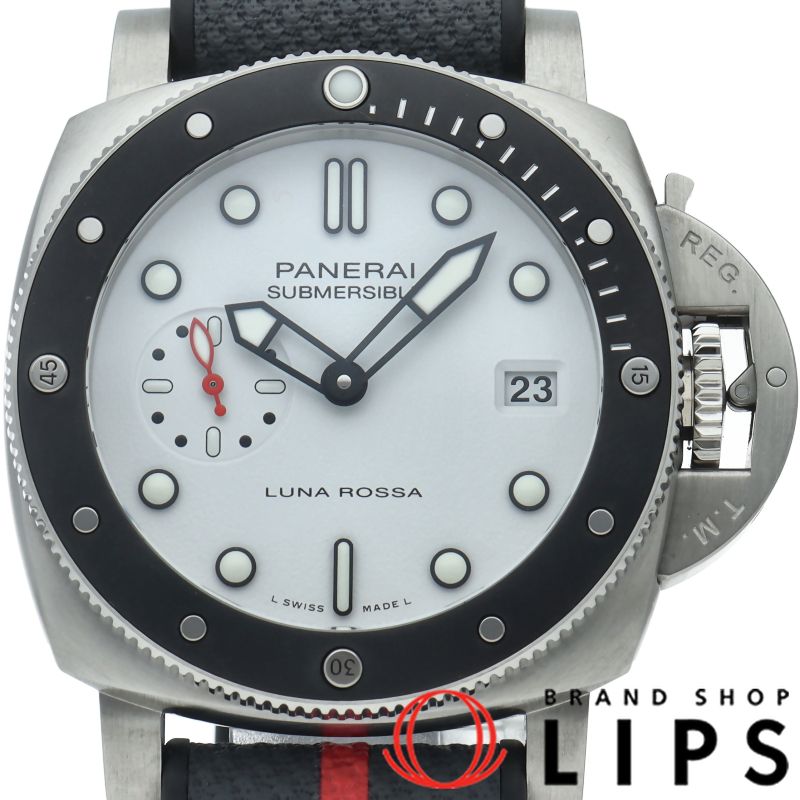 パネライ サブマーシブル ルナ・ロッサ 42mm PAM01579 箱 保証書 バンド SS/ラバー メンズ時計 ホワイト 仕上げ 483,600円
