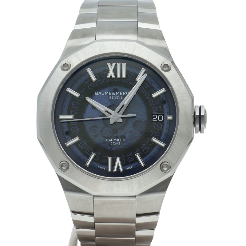 ボーム＆メルシェ リビエラ ボーマティック ウォッチ 42mm ブルー Riviera Baumatic M0A10616 箱 保証書 SS メンズ時計 ブルー 美品 【中古】 ボーム＆メルシェ リビエラ ボーマティック ウォッチ 42mm ブルー