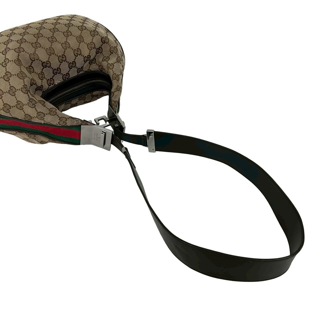 H3042P◾️グッチ　GG柄キャンバス　シェリーライン レザー切替ハンチング 極 美品 GUCCI グッチ アタッシェ シェリーライン GG キャンバス