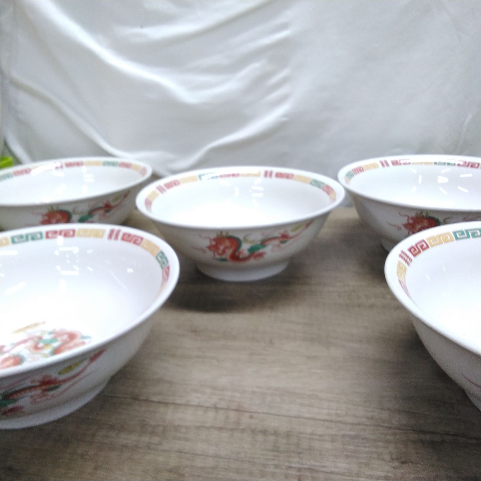 陶食器 希少:ラーメン鉢 中華丼鉢 ドラゴン龍 ・雷文・双喜紋 電子