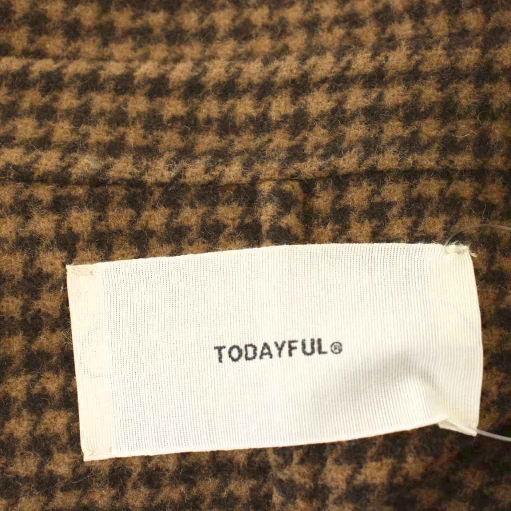 トゥデイフル TODAYFUL チェスターコート チェック柄 ロング 38 茶