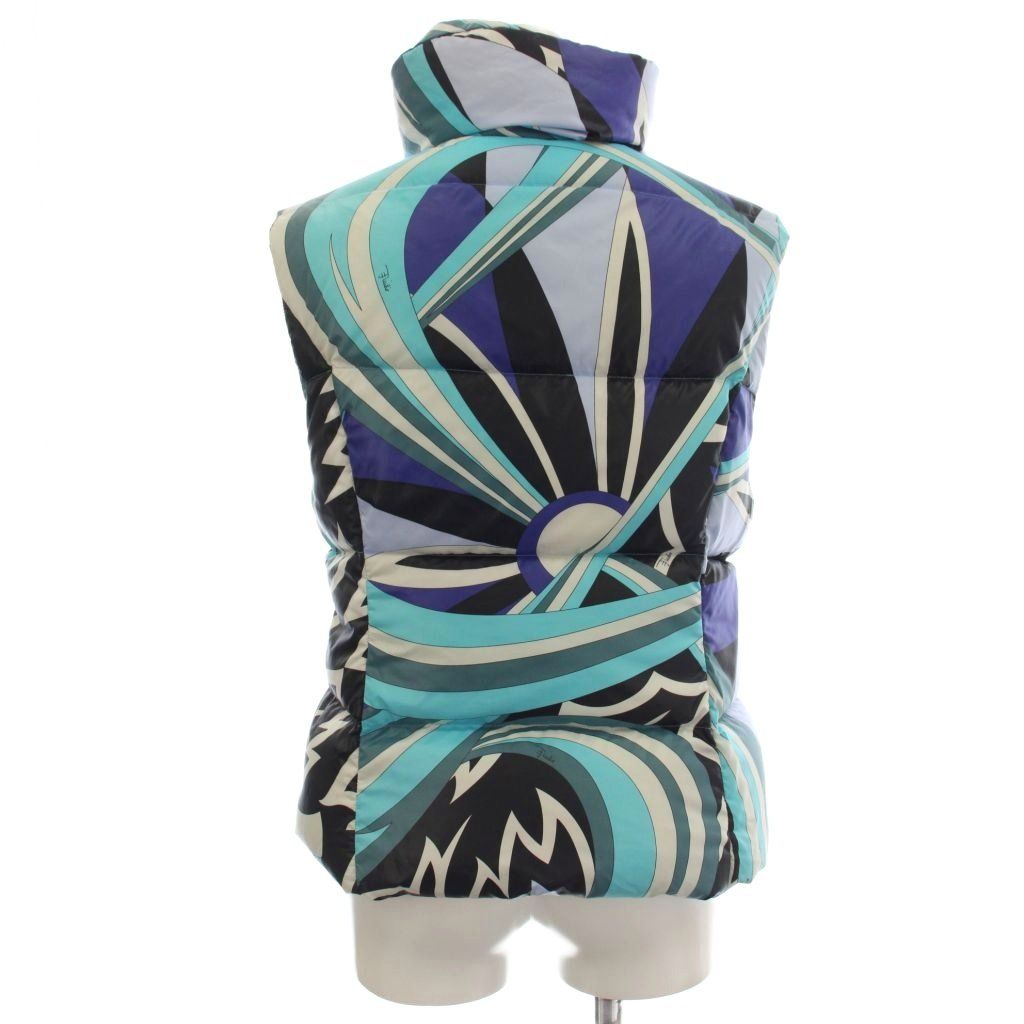 美品　EMILIO PUCCI エミリオプッチ　花柄　フローラ　ダウン　ベスト エミリオプッチ EMILIO PUCCI ダウンベスト プッチ柄 ナイロン 38 青