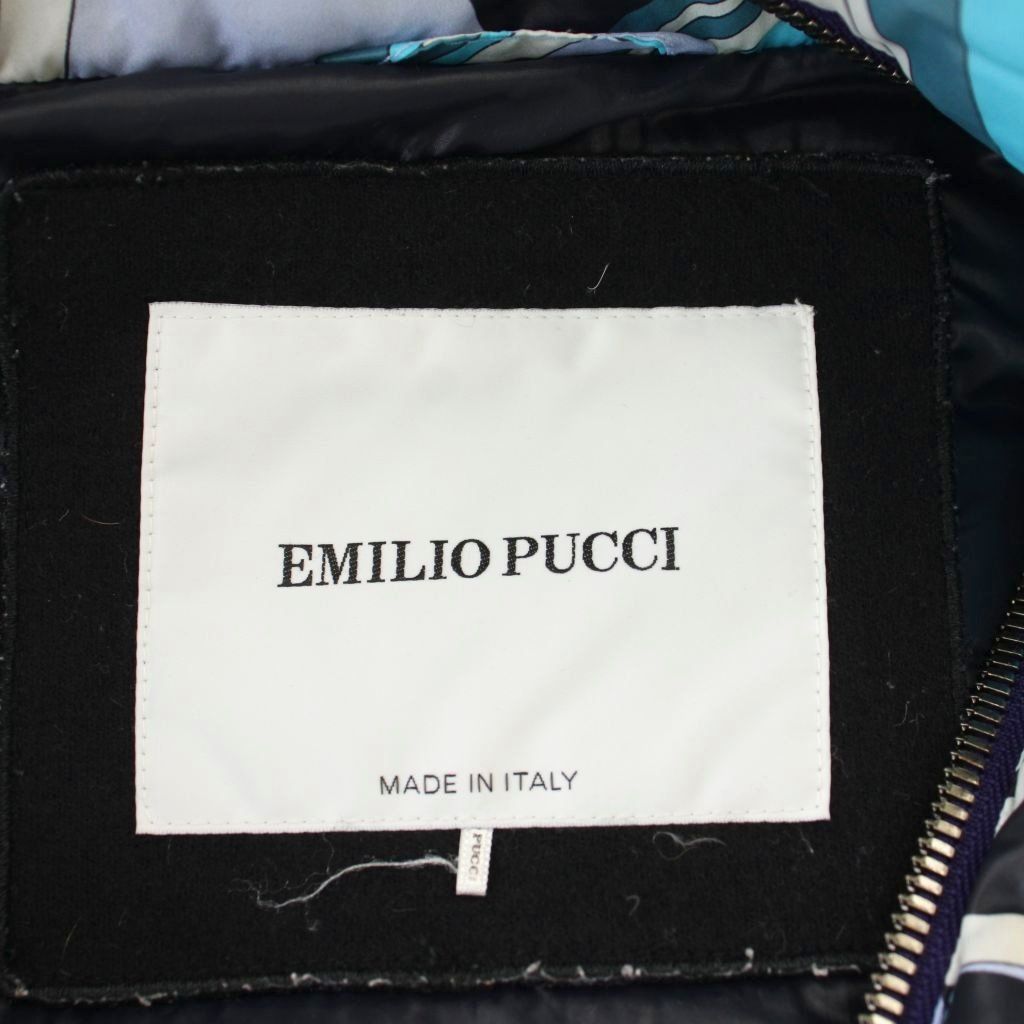 エミリオプッチ EMILIO PUCCI ダウンベスト プッチ柄 ナイロン 38 青