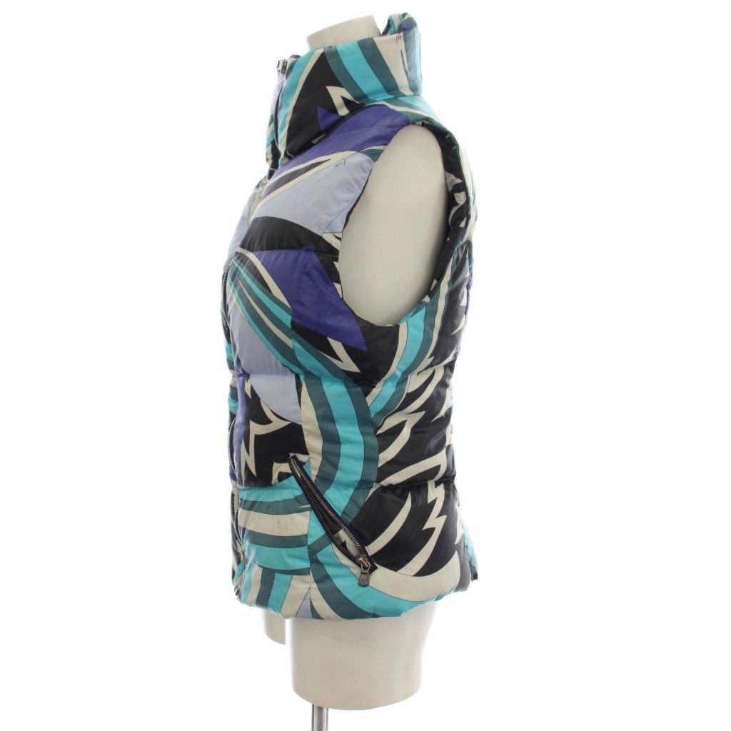 エミリオプッチ EMILIO PUCCI ダウンベスト プッチ柄 ナイロン 38 青
