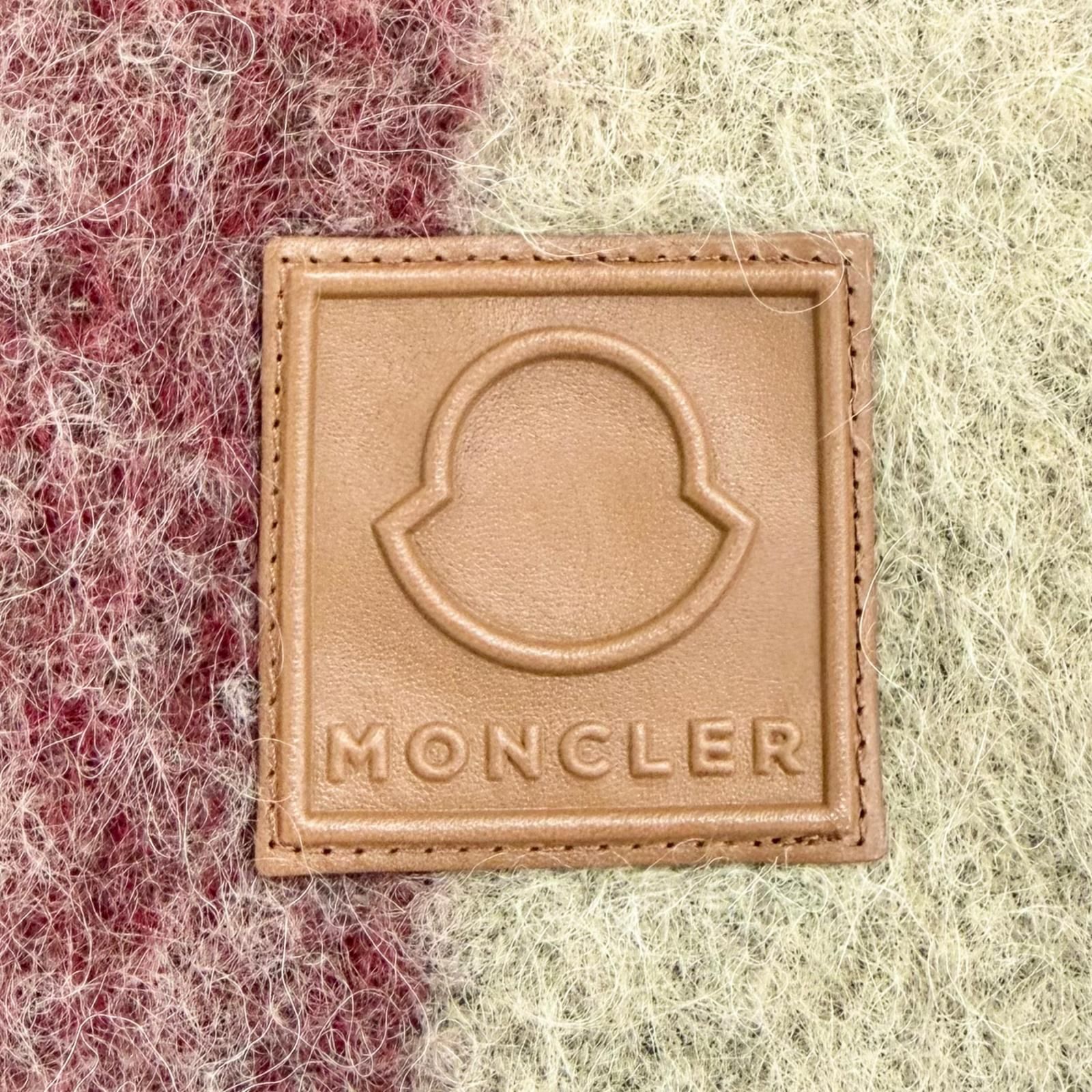MONCLER モンクレール SCIARPA マフラー ピンクベージュ 無地 未使用品△MONCLER モンクレール SCIARPA モヘア アルパカ ロゴレザー