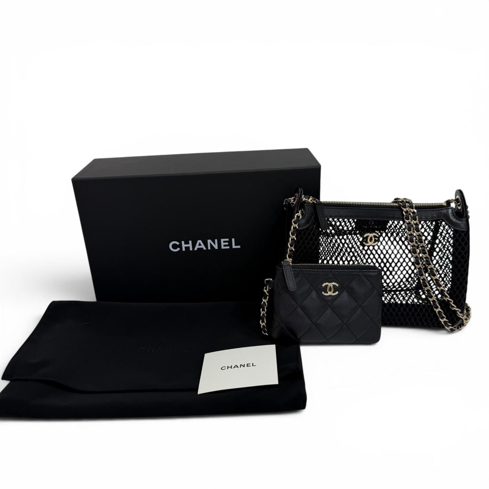 未使用品☆CHANEL シャネル 25SS AP4572 ココマーク ポーチ付 レザー