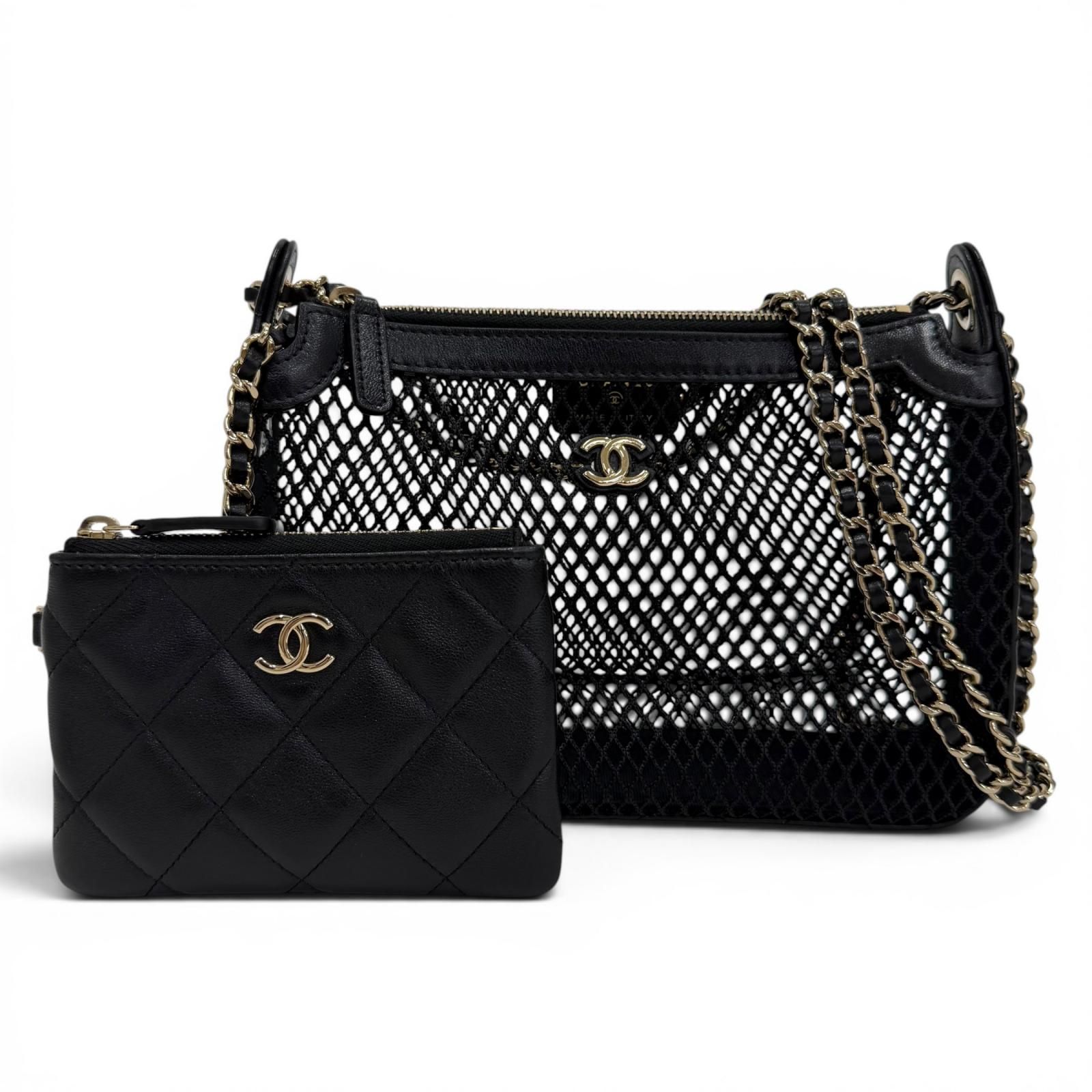 未使用品☆CHANEL シャネル 25SS AP4572 ココマーク ポーチ付 レザー