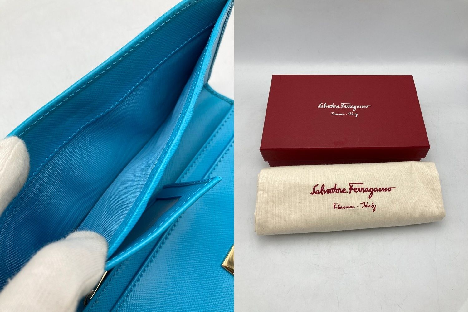 Salvatore Ferragamo フェラガモ ヴァラリボン 2つ折り長財布 中古 D4