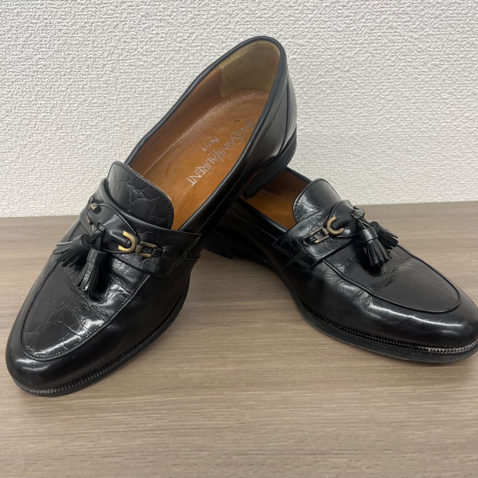 s) YVES SAINT LAURENT Paris タッセルローファー 25.5 EEE ブラック