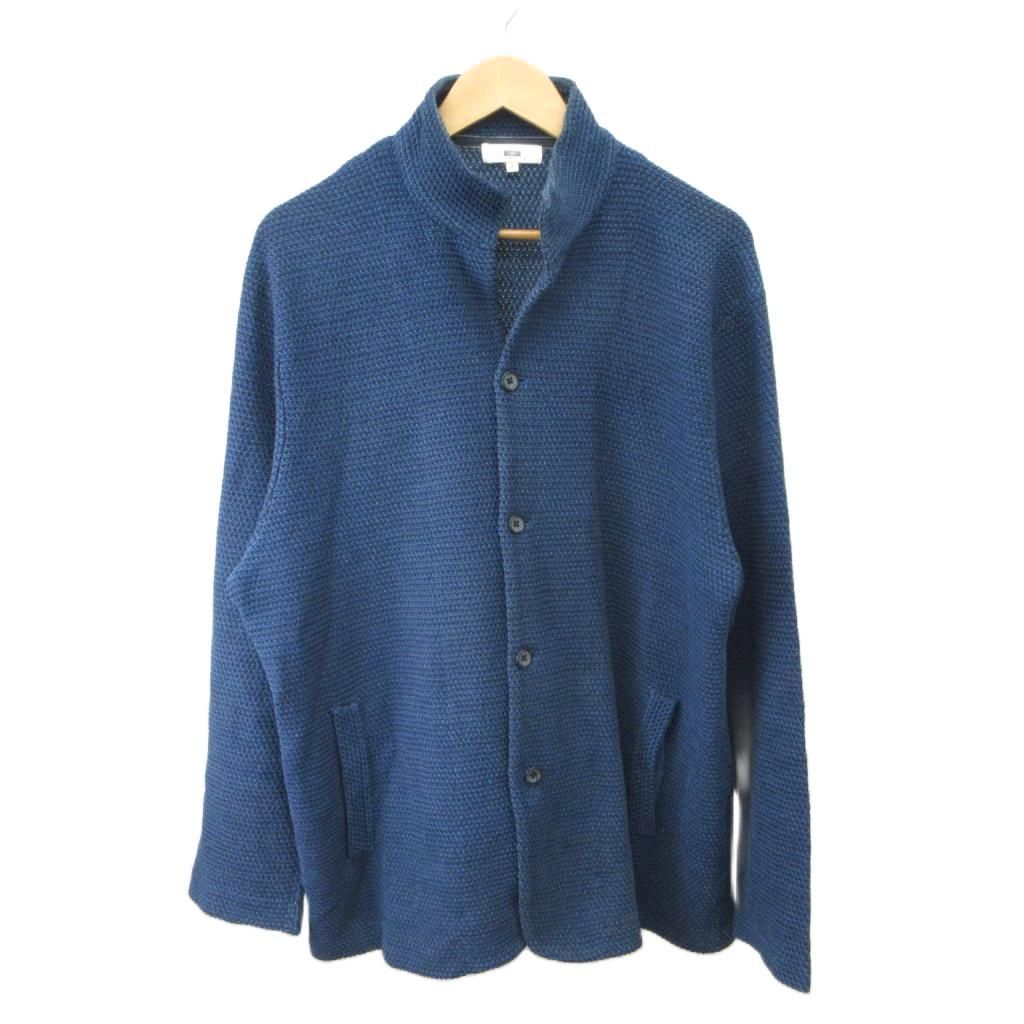 ジョセフアブード JOSEPH ABBOUD ストローヤーンニット カーディガン 長袖 スタンドカラー 3L 紺 ネイビー /XZ ECC006