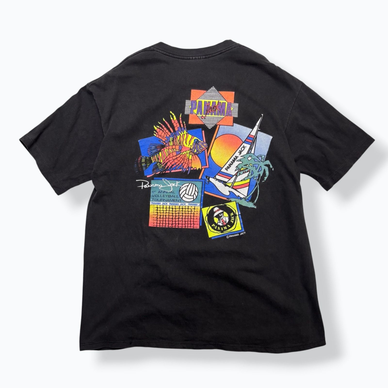 90s PANAMA JACK Print T-Shirts 90年代 パナマジャック ビーチ サーフ バレーボール シングルステッチ 古着 ヴィンテージ 5,893円