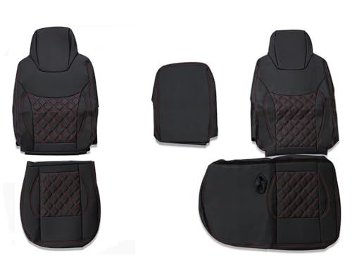 07エルフ シートカバー 標準 シングルキャブ H19.1-R5.2 レッドステッチ キルト 運転席 助手席 センター分割型 フロント セットas