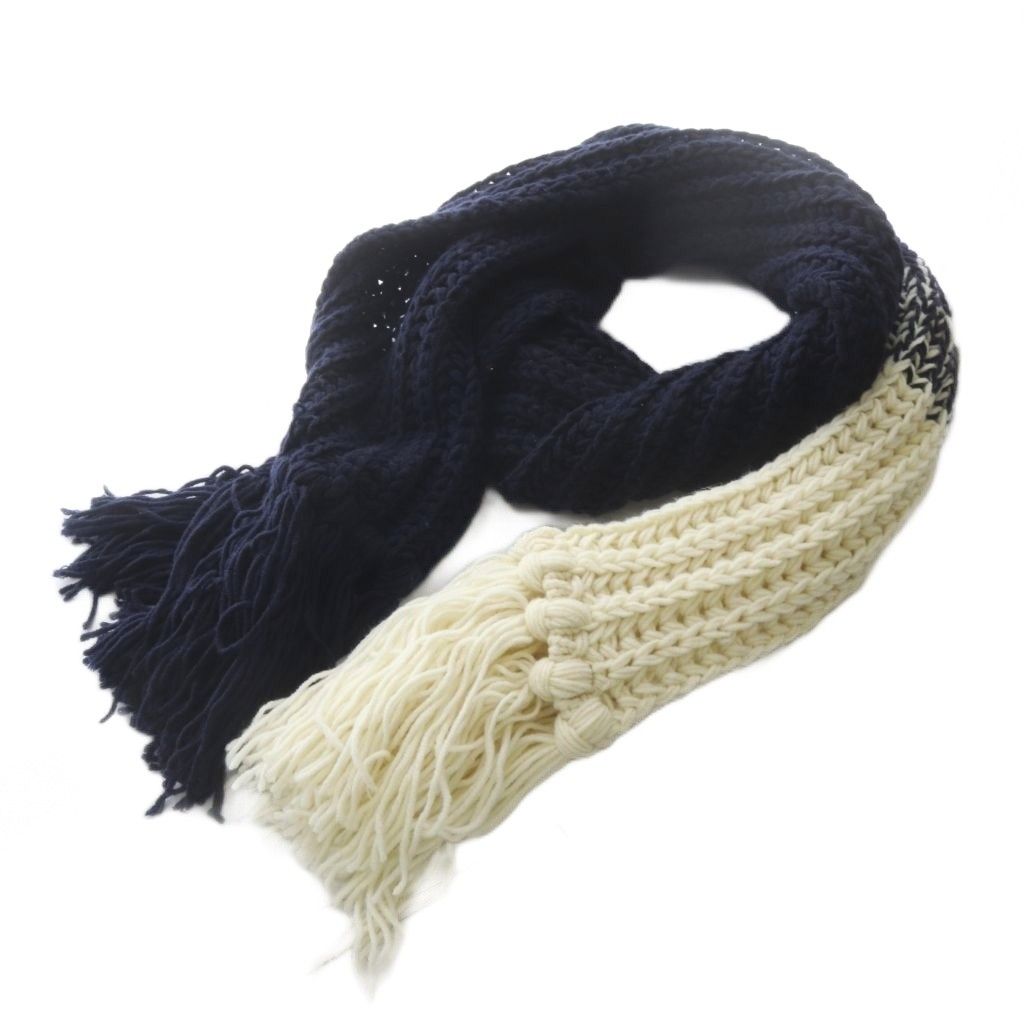ARMANI COLLEZIONI ダークブルー マフラー アルマーニ コレツィオーニ ARMANI COLLEZIONI ケーブル編みマフラー