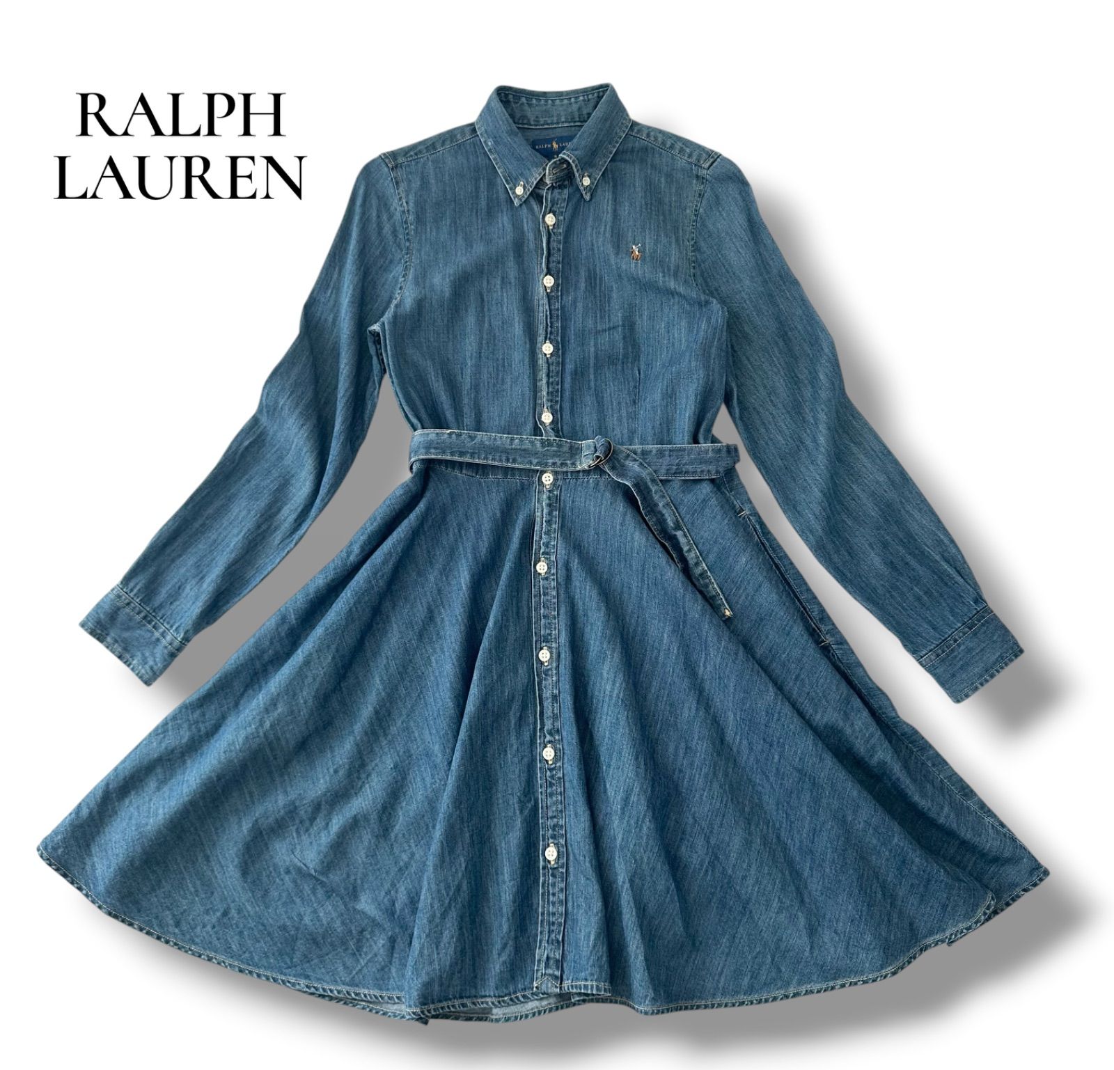 ラルフローレン RALPH LAUREN デニム ワンピース ベルト付き ポニー