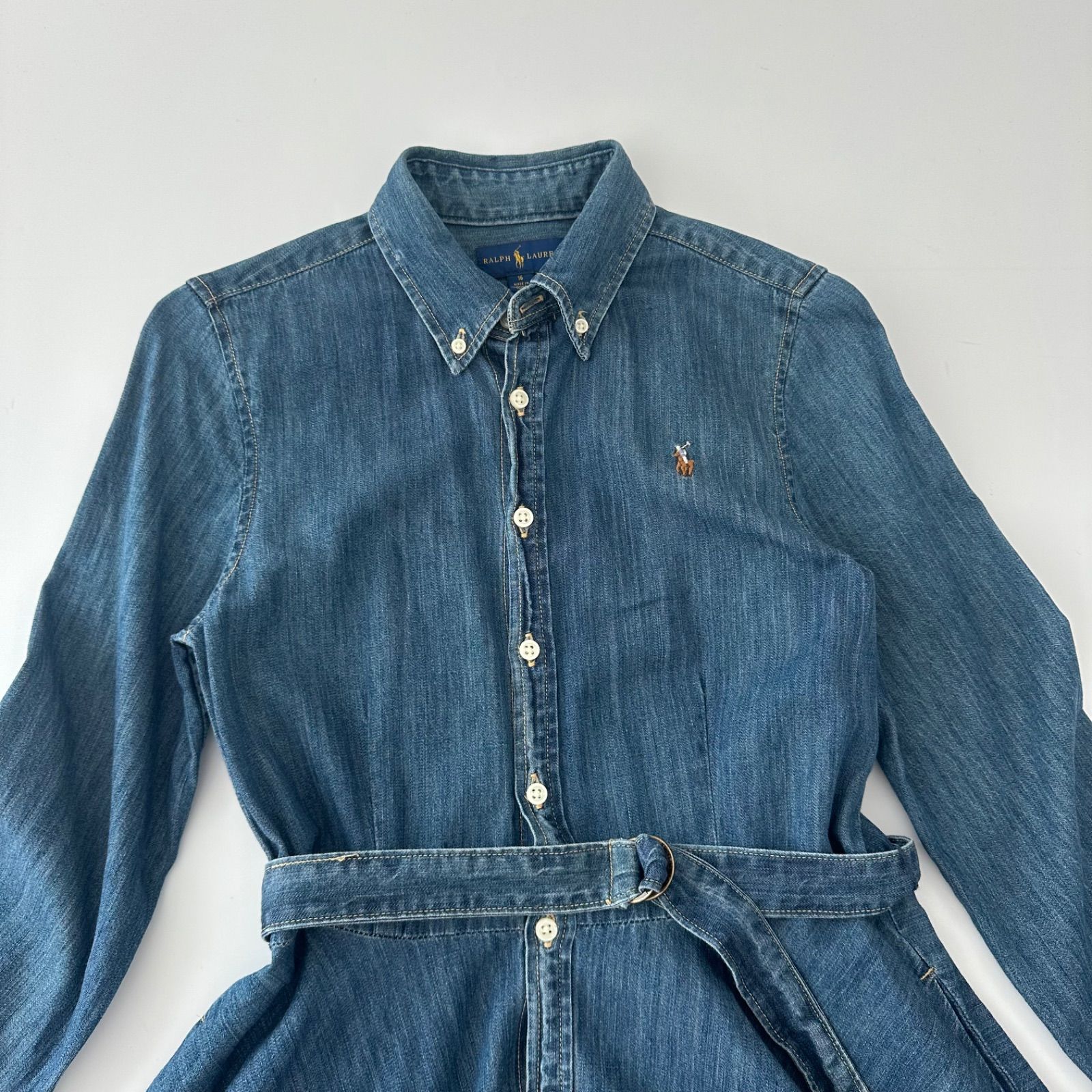 ラルフローレン RALPH LAUREN デニム ワンピース ベルト付き ポニー