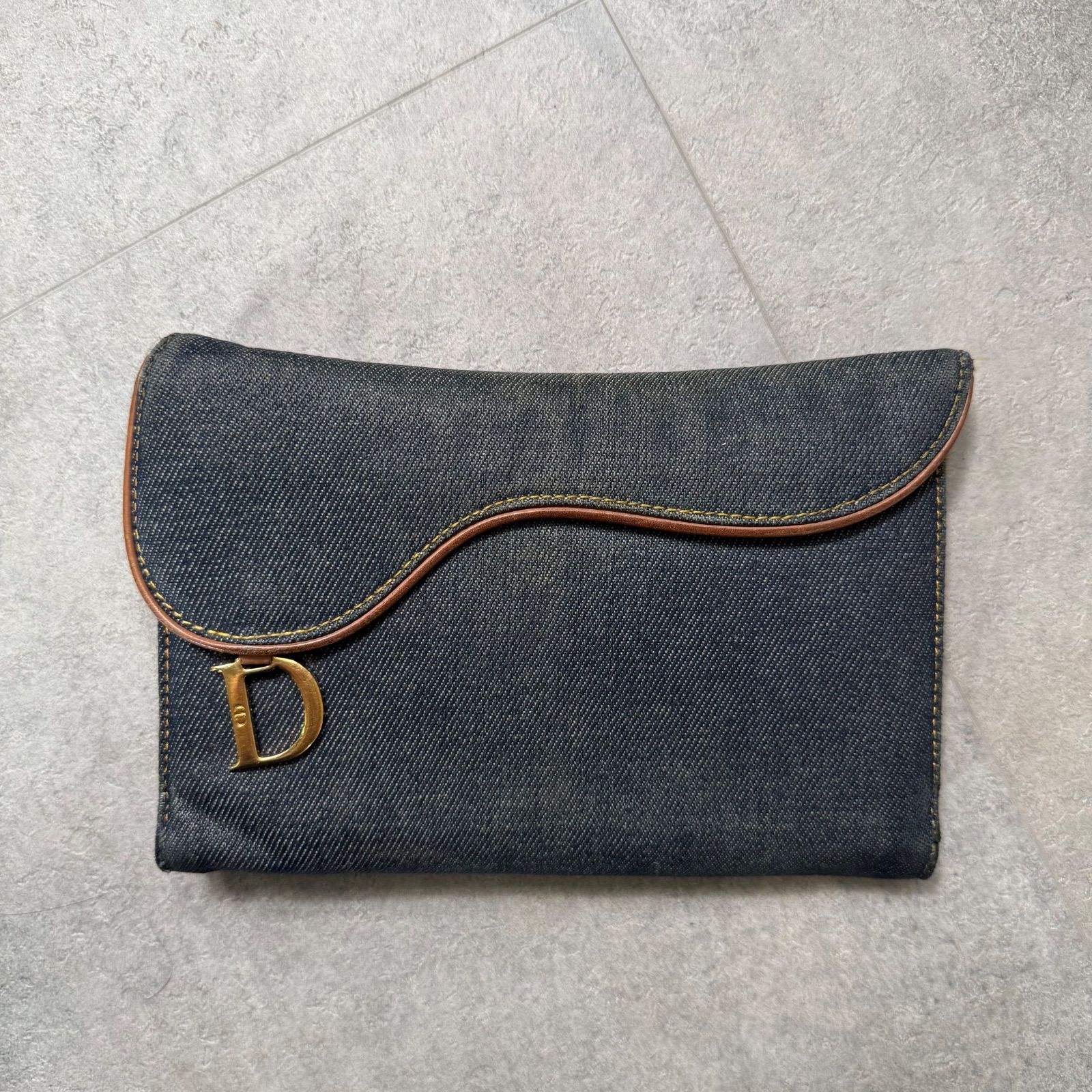 希少 Christian Dior クリスチャンディオール サドル デニム 長財布 