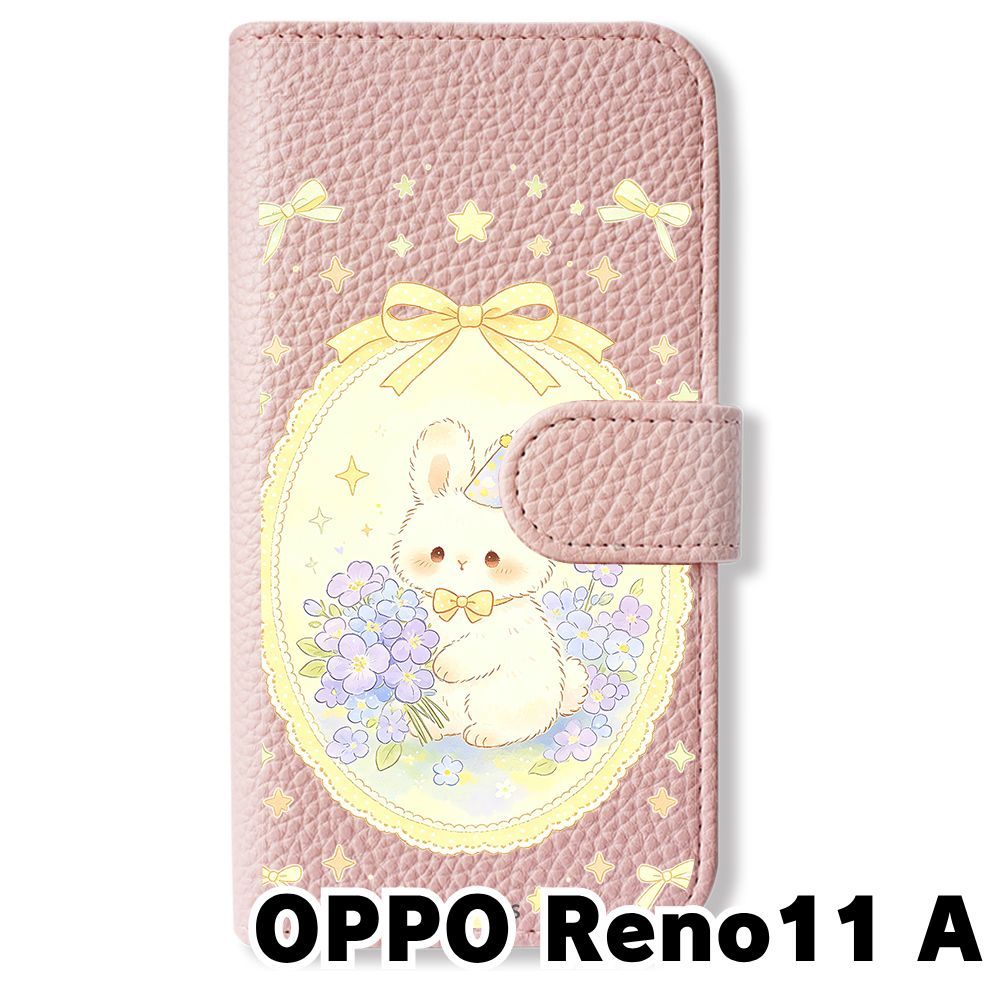新品未使用】 OPPO Reno11A 手帳型スマホ ケース (色：サクラ×花輪