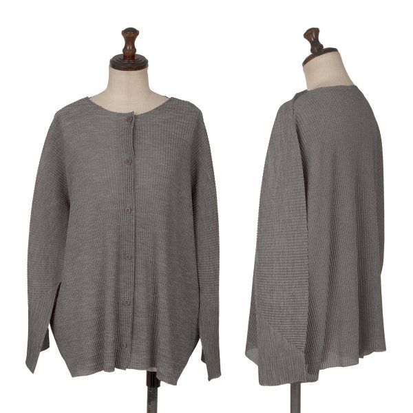イッセイミヤケミーISSEY MIYAKE me プリーツニットカーディガン グレーF